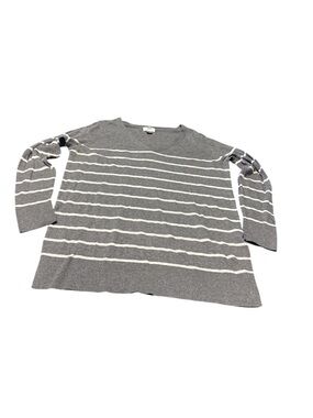 Old Navy Gray and White Striped Knit Top